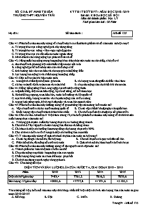 Đề thi thử THPT Quốc gia môn Địa lý - Mã đề 135 - Năm học 2018-2019 - Trường THPT Nguyễn Trãi